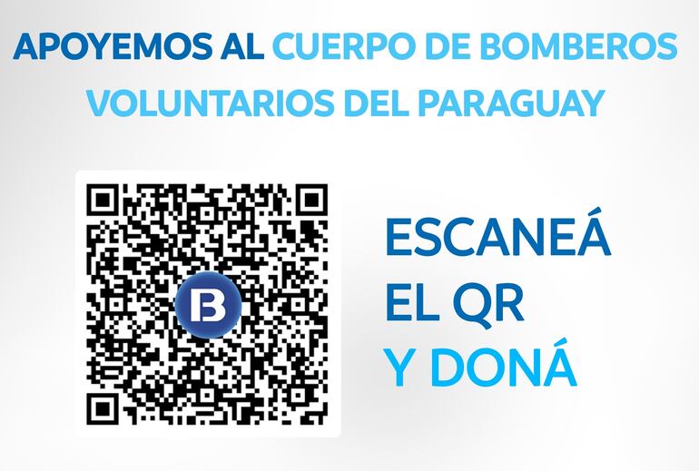 Apoyemos al Cuerpo de Bomberos Voluntarios del Paraguay. Escaneá el código QR y doná.