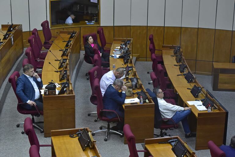 Senadores y Diputados durante la sesión de la comisión conjunta, ayer en la sala de sesiones del Senado.