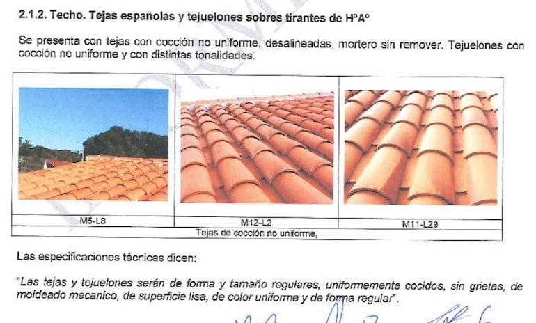 El techo de las viviendas sociales visitadas por los auditores no presentan el aspecto solicitado en las especificaciones técnicas y por el cual el Estado pagó.