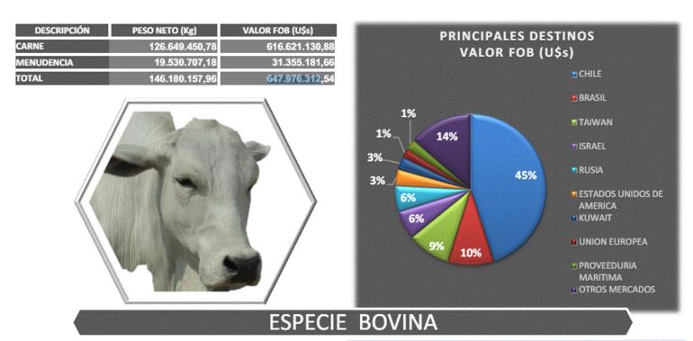 El Servicio Nacional de Calidad y Salud Animal (Senacsa) compartió los números que arrojan las exportaciones de carnes paraguayas