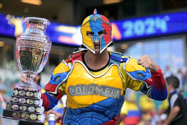 El hincha colombiano en la previa de la final de la Copa América 2024. 