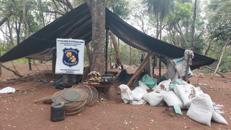 Intervención del Departamento Antinarcóticos de la Policía Nacional en   un inmueble rural denominado estancia La Alvira, situado en la zona conocida como Tres Antenas de la Colonia Santa Clara.