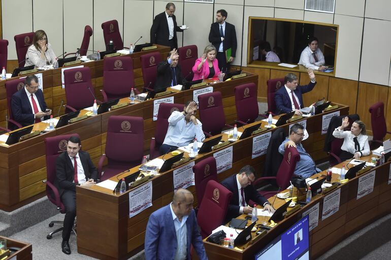 Sesión del Senado. Bloque colorado.