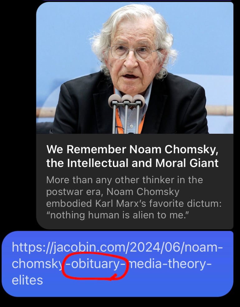 A pesar de que los editores de Jacobin cambiaron el título de su obituario, la palabra “obituary” en la URL los delataba.