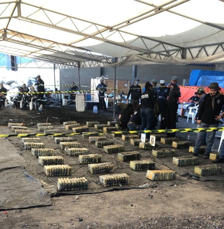 Ladrillos de cocaína que estaban mimetizados entre carbón vegetal, y que debían salir del Puerto Terport de Villeta hacia Israel.