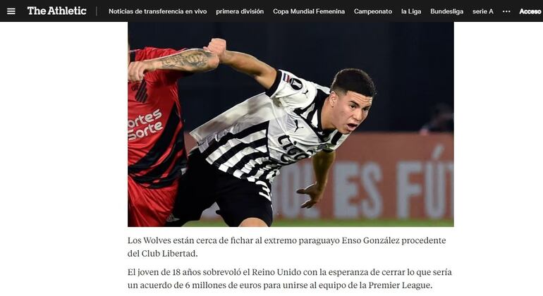 The Athletic informó que el traspaso de Enso González a la Premier League sería por 6.000.000 de euros.