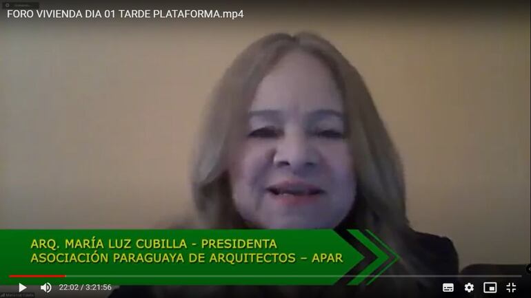 Arq. María Luz Cubilla, presidenta de la Asociación Paraguaya de Arquitectos (APAR).