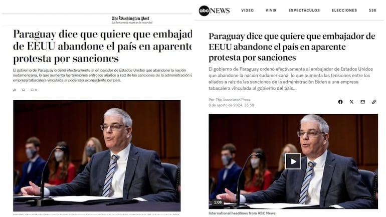 The Washington Post y ABC News, se hicieron eco del pedido del Gobierno de acelerar el proceso de salida del embajador estadounidense en Paraguay, Marc Ostfield.