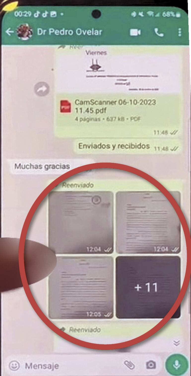 Varios oficios se observan en  el chat  del 6 de octubre de 2023 que sería entre Ovelar y Cantero.