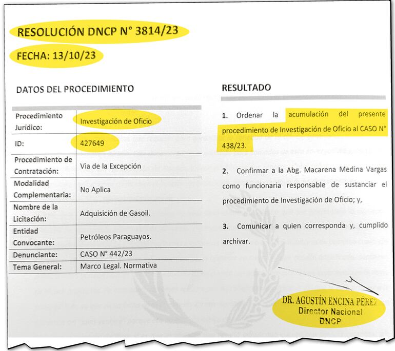 La DNCP amplió ayer la investigación a la  contratación de Petropar.