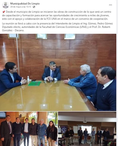 Información engañosa publicada en las redes sociales de la Municipalidad de Limpio.