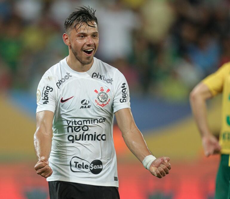 Ángel Romero celebra su gol para Corinthians.