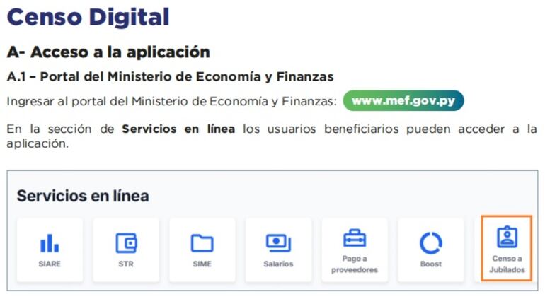 Acceso a la aplicación para el censo digital.