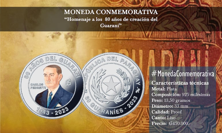 La moneda conmemorativa es de plata, con una composición de 925 milésimas, pesa 13,50 gramos y tiene un diámetro de 33 mm.