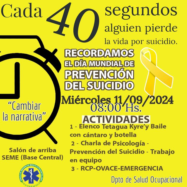 Flyer de actividad sobre el Día Mundial de Prevención del Suicidio. (gentileza).