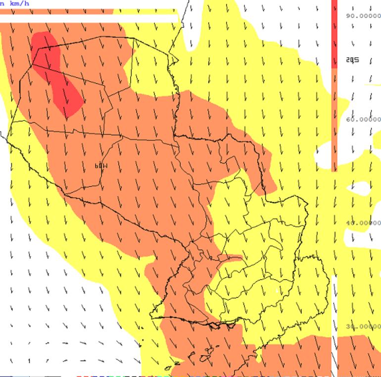 Mapa del aviso meteorológico