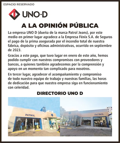 UNO D a la opinión pública.