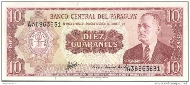 El héroe de Yrendague, el Gral. Eugenio Alejandrino Garay aparece en antiguos billetes de diez guaraníes.