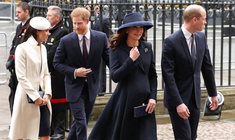 William y Kate Middleton junto a Harry y Megan Markle. 