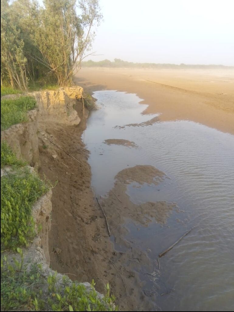 Situación del río Pilcomayo en su cuenca alta, con una preocupante sequía. (gentileza).