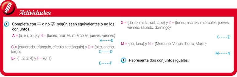 Conjuntos equivalentes y no equivalentes