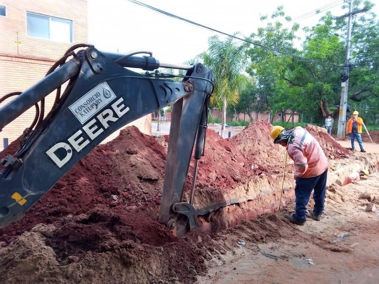 Construcción del alcantarillado en abril de este año.