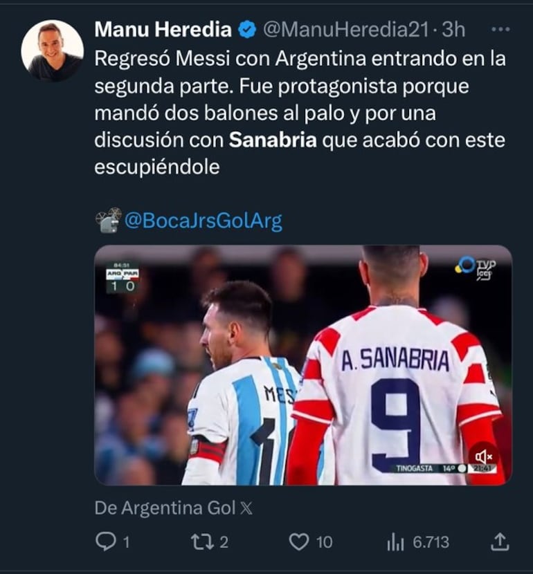 Reacciones del supuesto escupitajo de Antonio Sanabria a Lionel Messi.