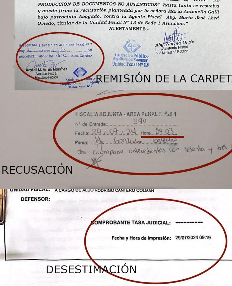 Cronología de los documentos en el caso de Aldo Cantero.