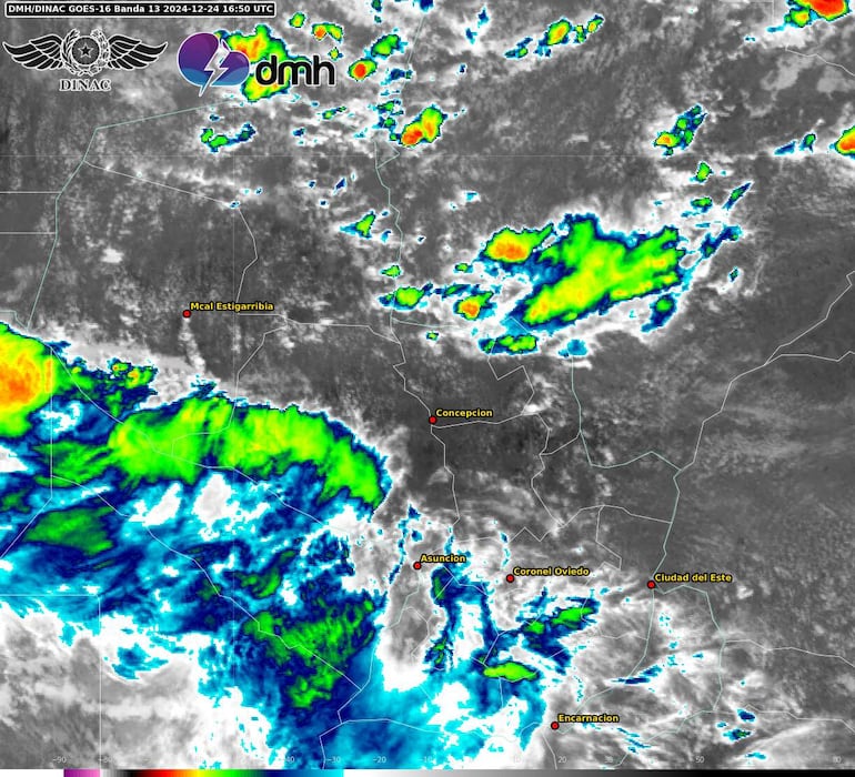 Sistema de tormentas sobre el territorio nacional.