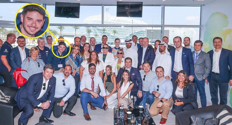 Gonzalo Peña (en círculo amarillo), hijo del presidente de Paraguay junto a la delegación paraguaya en Dubai. (gentileza).