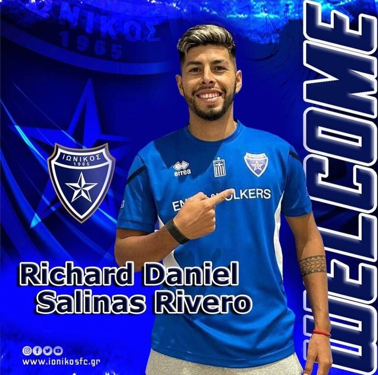 Richard Salinas, jugador del Ionikos FC de Grecia.