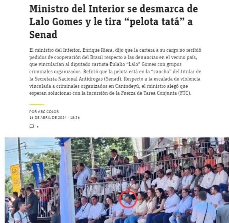 Enlace de otra publicación que molestó al fallecido diputado.