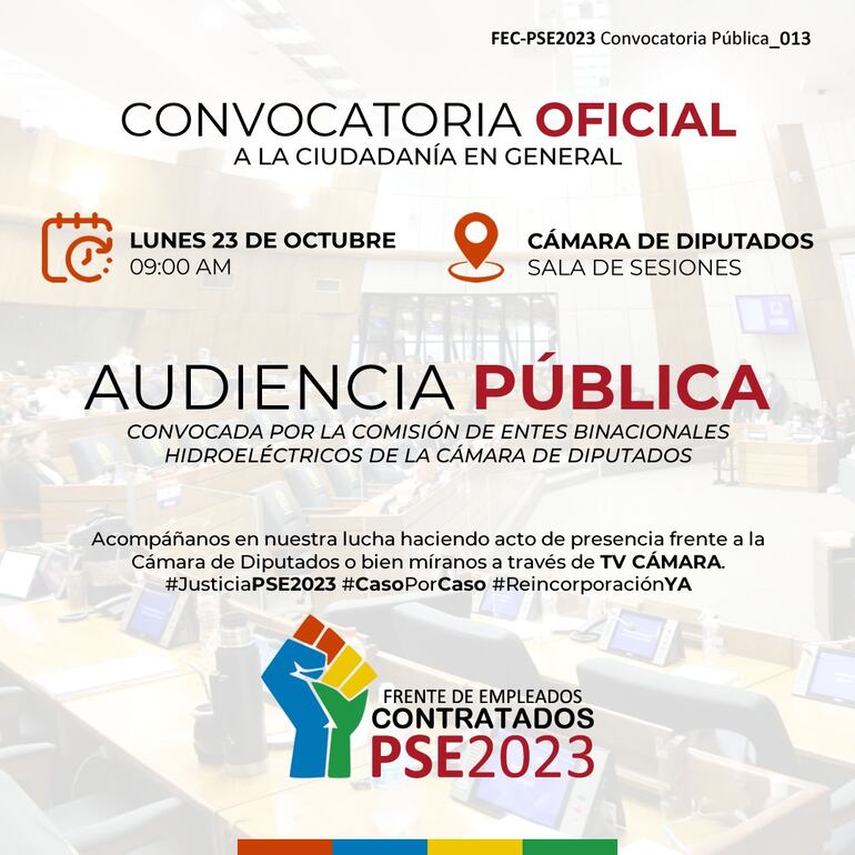 Convocatoria del Frente de Empleados Contratados en el Concurso de la Itaipú.