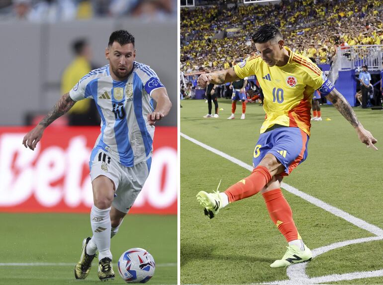 El argentino Lionel Messi y el colombiano James Rodríguez, las grandes figuras de las selecciones finalistas.