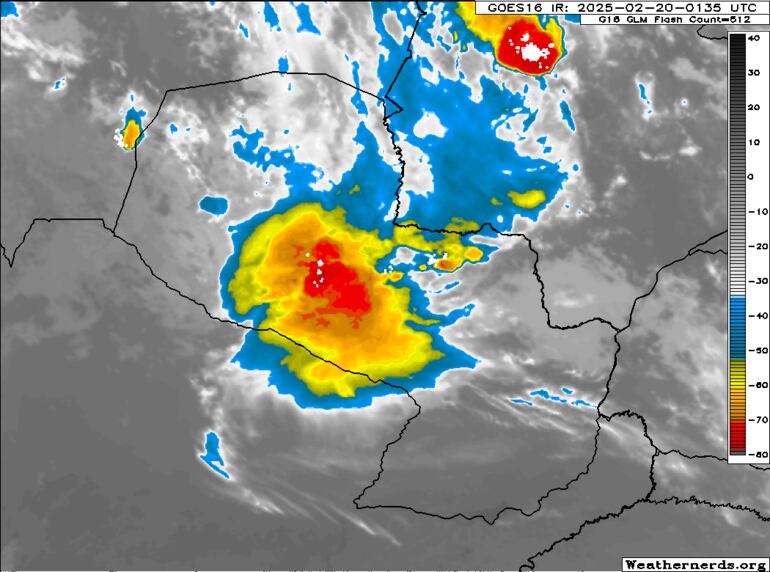 Mapa de la zona de cobertura de la alerta de tormentas.