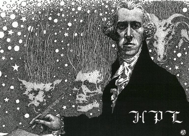 H. P. Lovecraft retratado póstumamente por Virgil Finlay.