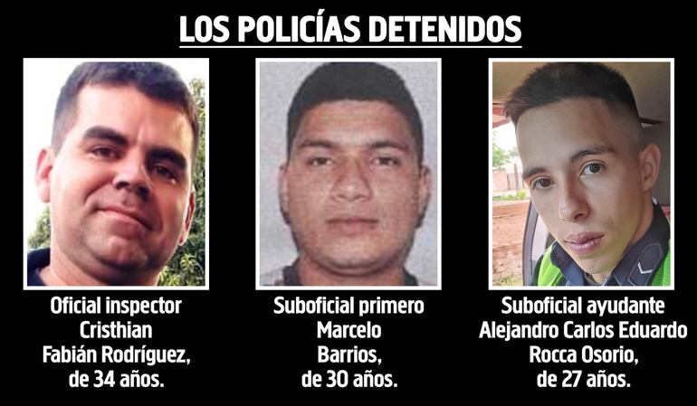 Los policías detenidos por supuestamente plantar droga en el vehículo de un chofer de Bolt, para luego extorsionarlo.