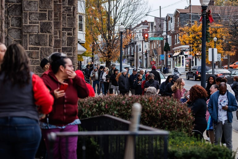 Una centro de votación en Pennsylvania.