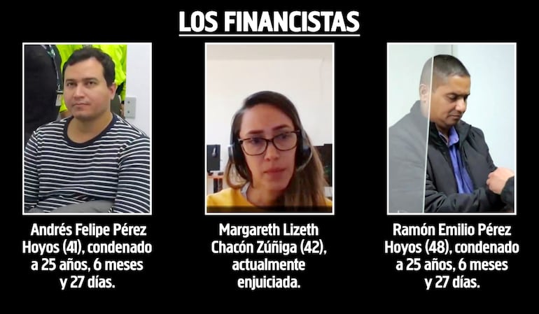 Andrés Felipe Pérez Hoyos, ya condenado; su esposa Margareth Lizeth Chacón Zúñiga, actualmente enjuiciada, y Ramón Emilio Pérez Hoyos, ya sentenciado.