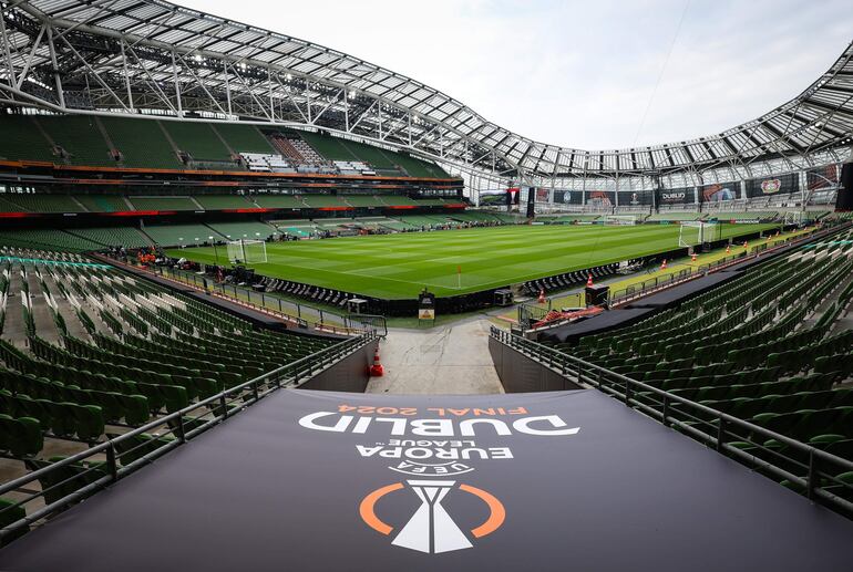 Dublin (United Kingdom), 21/05/2024.- A general view of the Aviva Stadium on the eve of the UEFA Europa League final match BC Atalanta against Bayer 04 Leverkusen in Dublin, Ireland, 21 May 2024. (Irlanda) EFE/EPA/ADAM VAUGHAN
