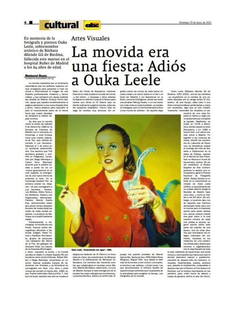 Ouka Leele (Madrid, 29 de junio de 1957-Madrid, 24 de mayo de 2022)