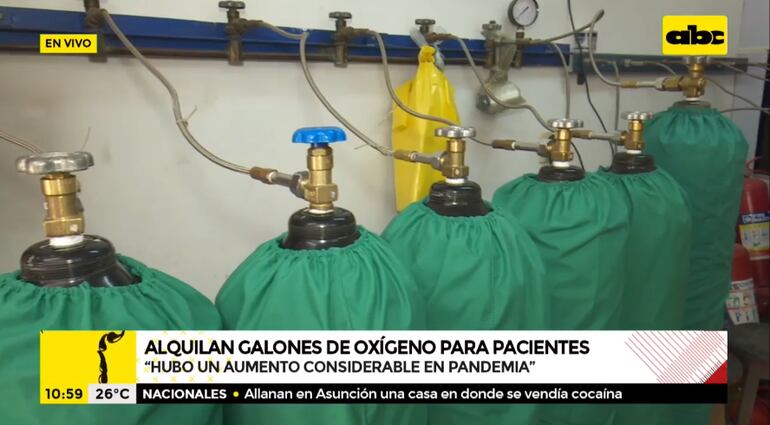 Los pacientes de COVID-19 que se tratan en sus casas pueden llegar a necesitar hasta un galón por día, cuya recarga tiene un costo de G. 200.000.