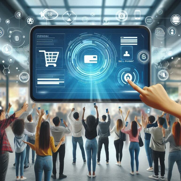 Imagen generada con inteligencia artificial para ilustrar los sistemas de pagos digitalizados.