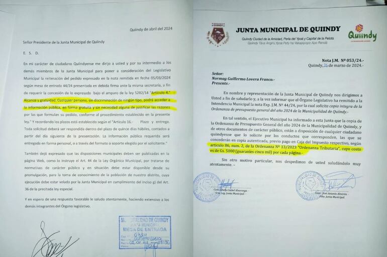 Ex concejal Guillermo Lovera (ANR) solicitó copia de ordenanza del presupuesto de gasto de la Municipalidad local.