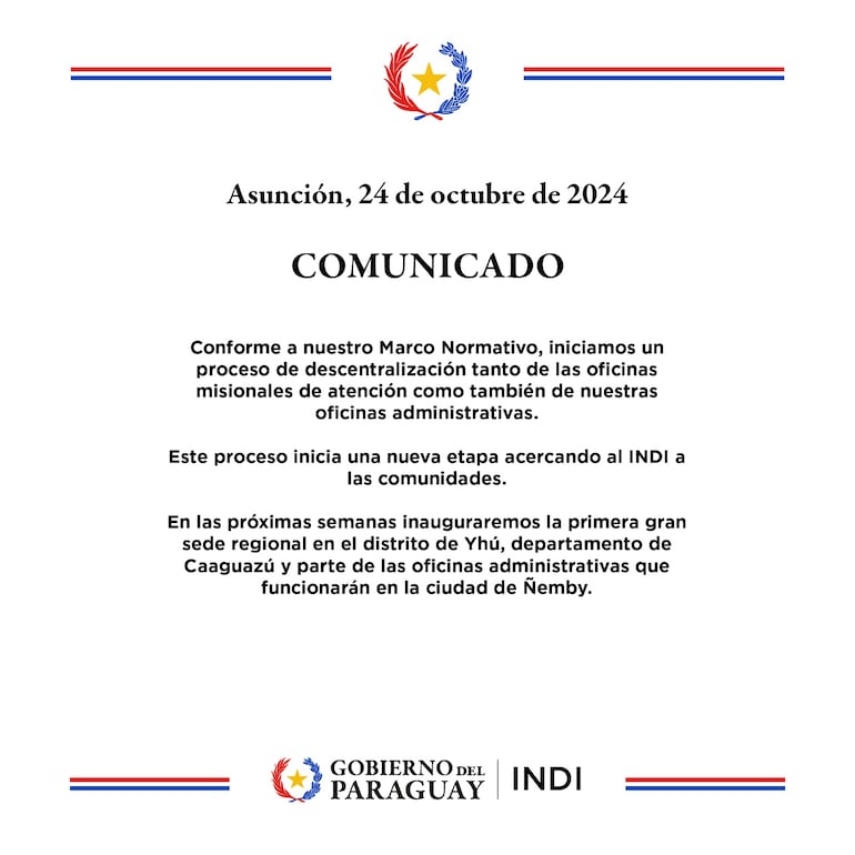 Comunicado del Indi.