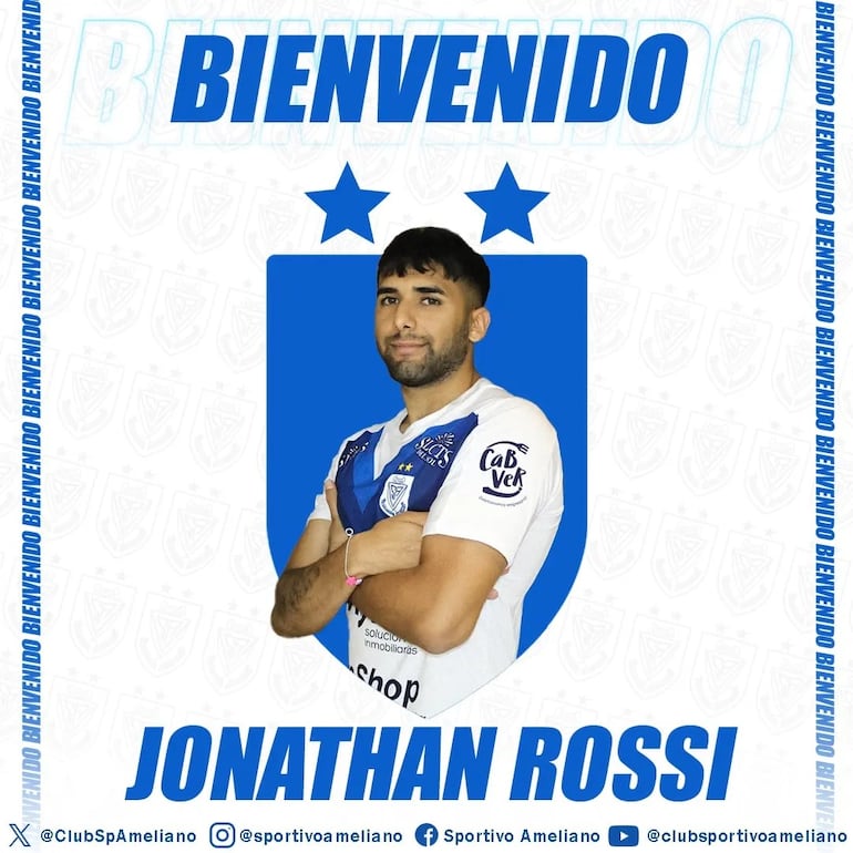 Jonathan Nicolás Rossi Acuña (25 años), presentado en Sportivo Ameliano.