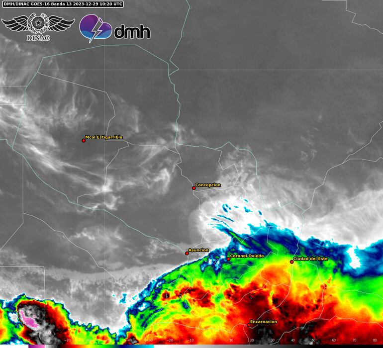 Mapa satelital emitido por Meteorología.