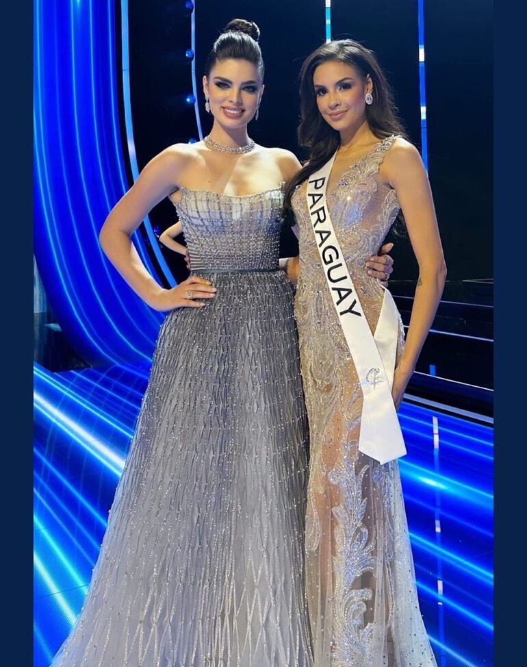 La vicerreina universal 2021, Nadia Ferreira, y la Miss Universo Paraguay 2023, Elicena Andrada. (Captura de la historia de Instagram de Nadia Ferreira)