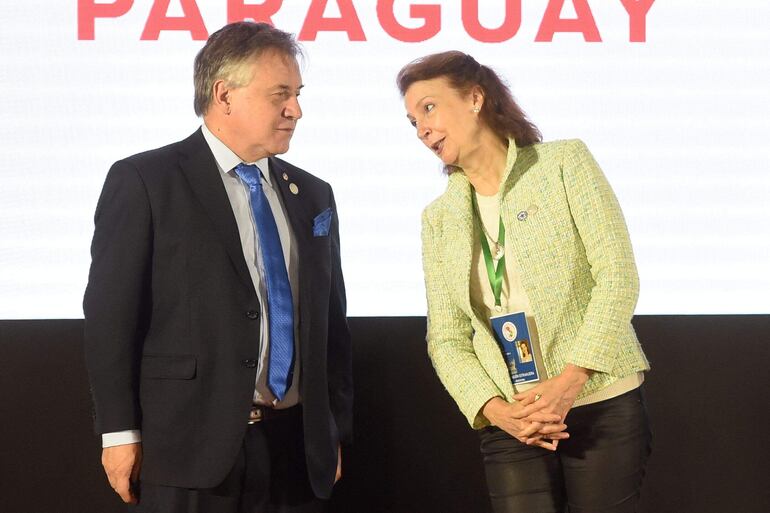 Los ministros de Exteriores Diana Mondino (Argentina) y Omar Paganini (Uruguay).