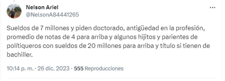 En redes recuerdan que hijos de políticos tienen mayores facilidades para llegar a sueldos de G. 20 millones.